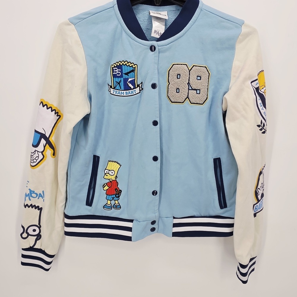 The Simpson Varsity Jacket Bart I Didn't Do It Blue Boy's‎ Size 18/20 XXL